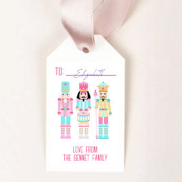 Pink Christmas Nutcracker Pastel Personalized Name Geschenkanhänger
