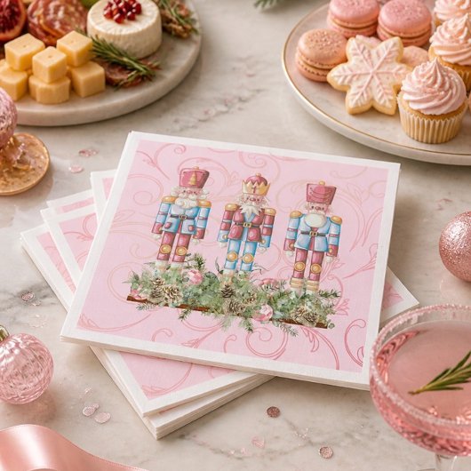 Pink Christmas Nutcracker Trier Paper Napkin Serviette