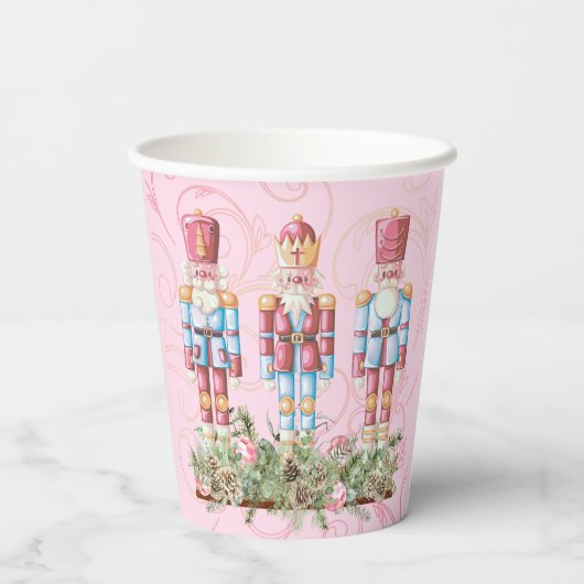 Pink Christmas Nutcracker Trio Paper Cups Pappbecher (Rückseite)