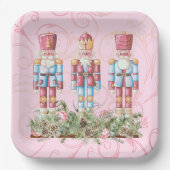 Pink Christmas Nutcracker Trio Paper Plate Pappteller (Vorderseite)