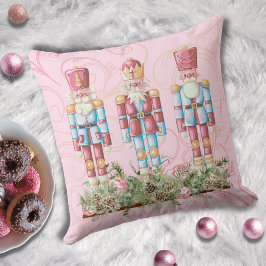 Pink Christmas Nutcracker Trio Throw Kissen