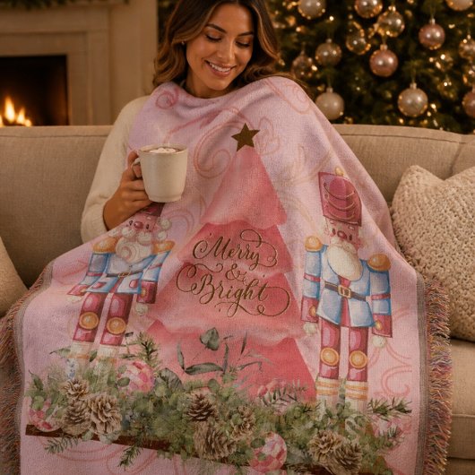 Pink Christmas Nutcracker und Baumwurzel Blanket Decke