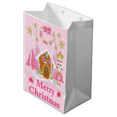 Pink Christmas Nutcracker und Gingerbrett House Mittlere Geschenktüte (Vorderseite Schrägansicht)