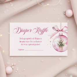 Pink Christmas Ornament Diaper Raffle Baby Shower Begleitkarte