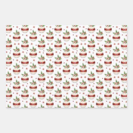 Pink Christmas Ornament Geschenkpapier Set (Vorderseite 2)