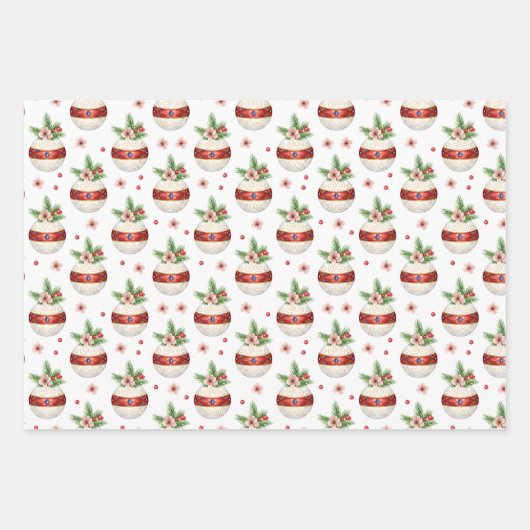 Pink Christmas Ornament Geschenkpapier Set (Vorderseite)