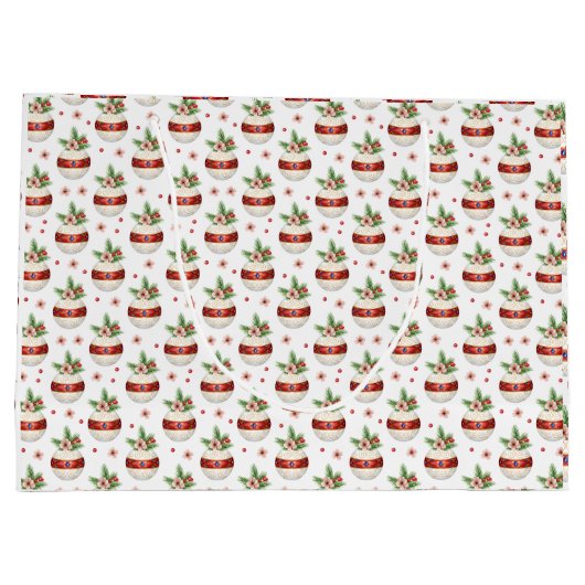 Pink Christmas Ornament Große Geschenktüte (Rückseite)