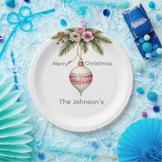 Pink Christmas Ornament Pappteller (Party)