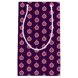 Pink Christmas Ornaments on Purple Modern Holiday Kleine Geschenktüte