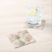 Pink Christmas Paper Coaster Rechteckiger Pappuntersetzer (Vor Ort)