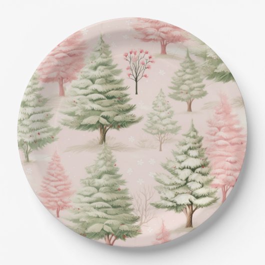 Pink Christmas Paper Plates Pappteller (Vorderseite)