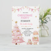 Pink Christmas Party Invitation Einladung (Stehend Vorderseite)