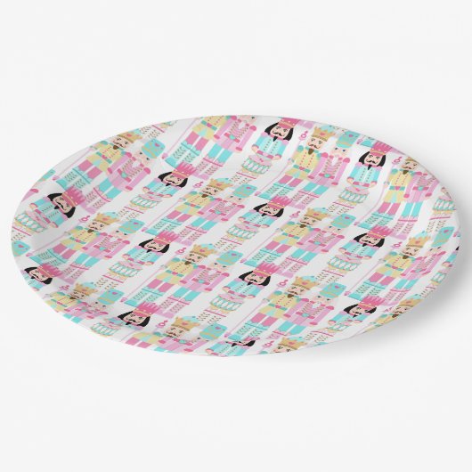 Pink Christmas Paste Nutcracker Ballet Soldiers Pappteller (Schrägansicht)