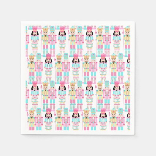 Pink Christmas Paste Nutcracker Ballet Soldiers Serviette (Vorderseite)