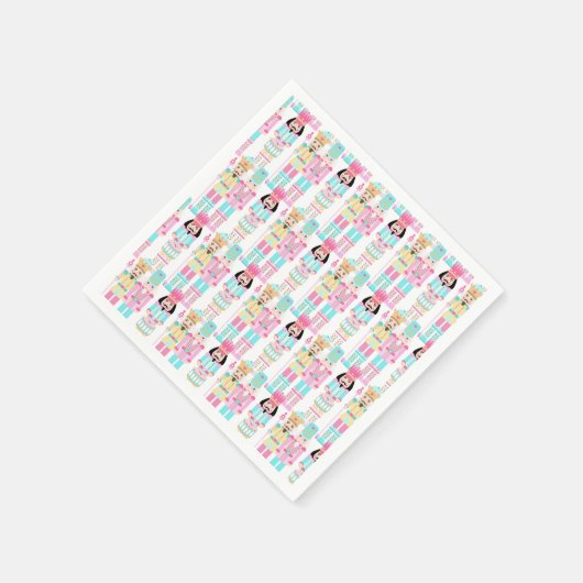 Pink Christmas Paste Nutcracker Ballet Soldiers Serviette (Ecke)
