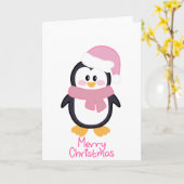 Pink Christmas Penguin Frohe Weihnachten Karte (Gelbe Blume)