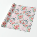 Pink Christmas Poinsettia Blume Geschenkpapier<br><div class="desc">Eine süß-rosa Weihnachtskomposition mit rosa Pointsettia-Blume,  in Glasflaschen und in Laternen. Für ein heimeliges Weihnachtsschauspiel!</div>