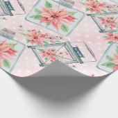 Pink Christmas Poinsettia Blume Geschenkpapier (Ecke)