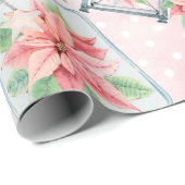 Pink Christmas Poinsettia Blume Geschenkpapier (Rolleneckpunkt)