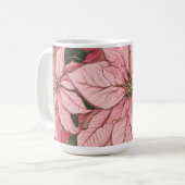 Pink Christmas Poinsettia Design Kaffeetasse (Vorderseite Links)