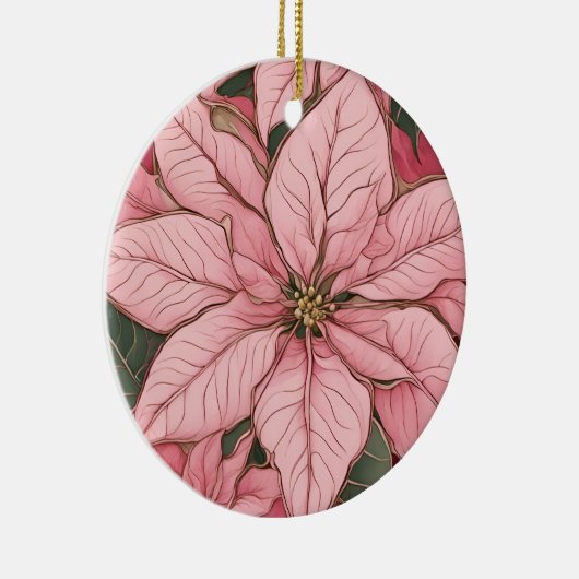 Pink Christmas Poinsettia Design Keramik Ornament (Rechts)