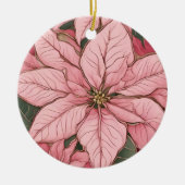 Pink Christmas Poinsettia Design Keramik Ornament (Vorne)