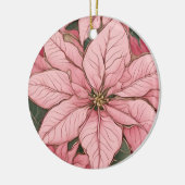 Pink Christmas Poinsettia Design Keramik Ornament (Links)