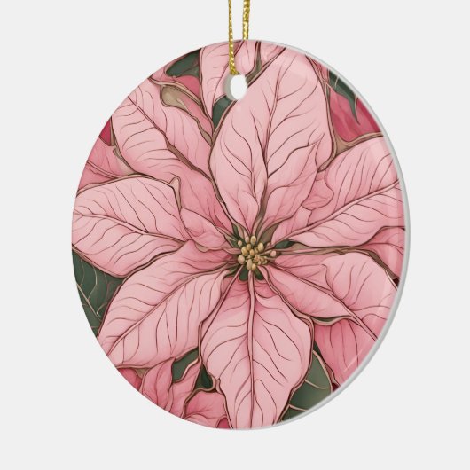 Pink Christmas Poinsettia Design Keramik Ornament (Links)