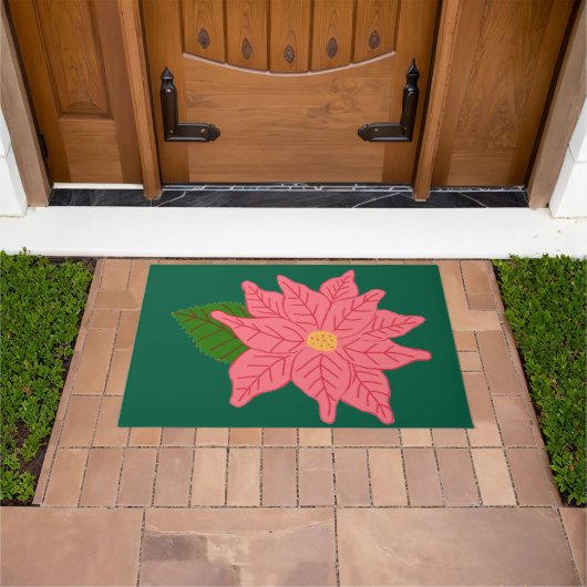 Pink Christmas Poinsettia  Fußmatte (Außenbereich)