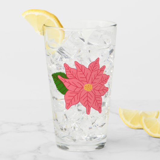 Pink Christmas Poinsettia Glas (Vorderseite Ice)