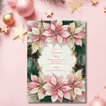 Pink Christmas Poinsettia Winter Greenery Party Einladung<br><div class="desc">Feiern Sie die Freude der Saison mit unserem Weihnachts-Party Red Poinsettia Floral Gold Glitzer Einladung, die Wärme und Eleganz zu Ihrem Urlaub Ansammlung. Diese Einladung verbindet festliche rote Poinsettienfloralen mit glitzernden goldenen Glitzer-Akzenten und schafft so eine atemberaubende visuelle Anziehungskraft, die den Set zu einem unvergesslichen Fest macht. Das Party Red...</div>