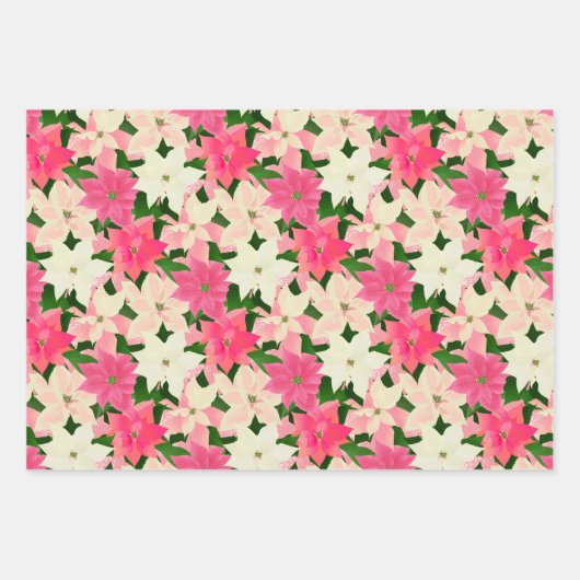 Pink Christmas Poinsettias Geschenkpapier Set (Vorderseite 2)