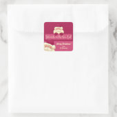 Pink Christmas Polka Dots und Santa Name Quadratischer Aufkleber (Tasche)