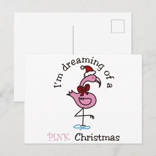 Pink Christmas Postkarte (Vorne/Hinten)