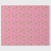 Pink Christmas Retro Candy Cane Holly Geschenkpapier (Flach)