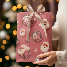 Pink Christmas Retro Santa Gift Bag Mittlere Geschenktüte