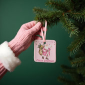 Pink Christmas Retro Vintager Weihnachtsmann Brief Keramikornament