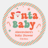 Pink Christmas Santa Baby Baby Dusche Gefallen Runder Aufkleber (Vorderseite)