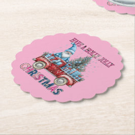 Pink Christmas Santa Truck Untersetzer