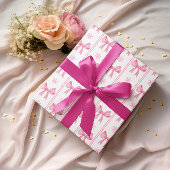 Pink Christmas Snowflake & Bow Coquette Geschenk Geschenkpapier