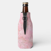 Pink Christmas Snowflakes Boho Pattern Flaschenkühler (Flasche Rückseite)