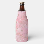 Pink Christmas Snowflakes Boho Pattern Flaschenkühler (Flaschenvorderseite)
