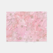 Pink Christmas Snowflakes Boho Pattern Fleecedecke (Vorderseite (Horizontal))