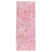 Pink Christmas Snowflakes Boho Pattern Geschenktüte Für Weinflaschen (Rückseite)