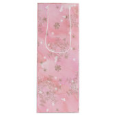 Pink Christmas Snowflakes Boho Pattern Geschenktüte Für Weinflaschen (Vorderseite)