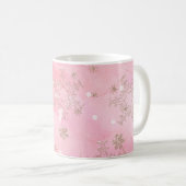 Pink Christmas Snowflakes Boho Pattern Kaffeetasse (VorderseiteRechts)