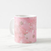 Pink Christmas Snowflakes Boho Pattern Kaffeetasse (Vorderseite Links)