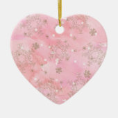 Pink Christmas Snowflakes Boho Pattern Keramik Ornament (Vorne)