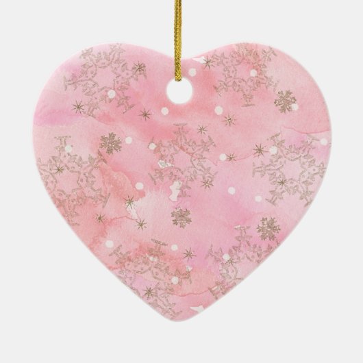 Pink Christmas Snowflakes Boho Pattern Keramik Ornament (Hinten)