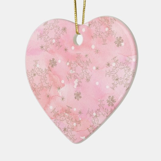 Pink Christmas Snowflakes Boho Pattern Keramik Ornament (Links)